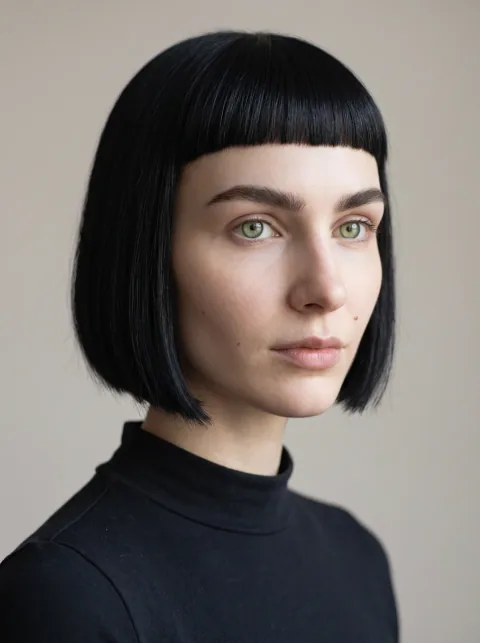 Hair Lab source portrait with a dark bob