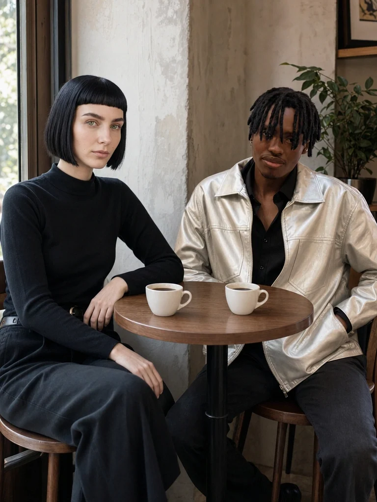 Two People sample: two people brought together in a coffee-shop scene
